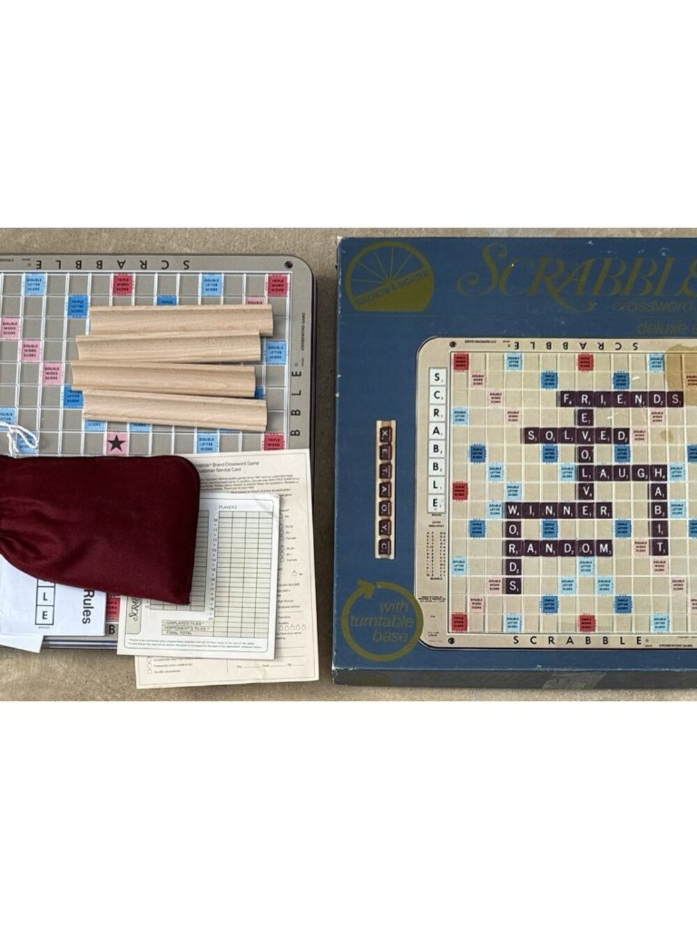 VTG Scrabble Deluxe Edition 1977 Crossword Game Turntable Base Selchow Righter